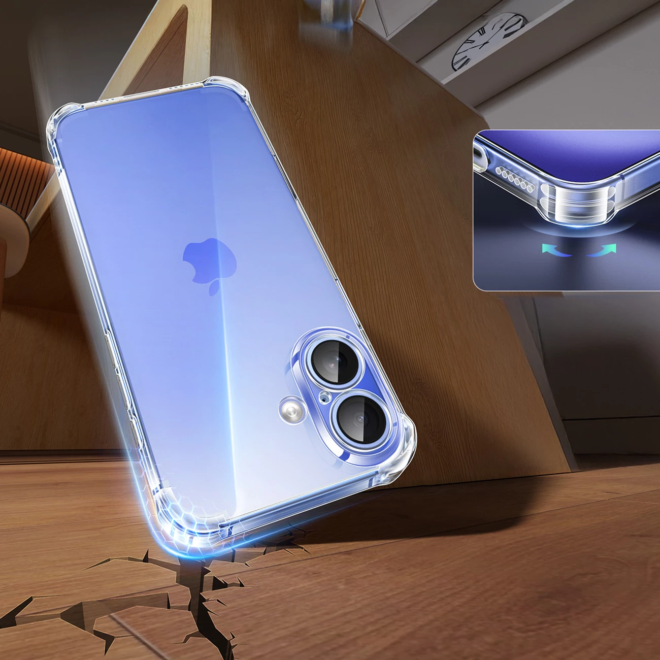Mbështjellës Ugreen Bright Cushion CA101 për iPhone 16 Plus, transparent