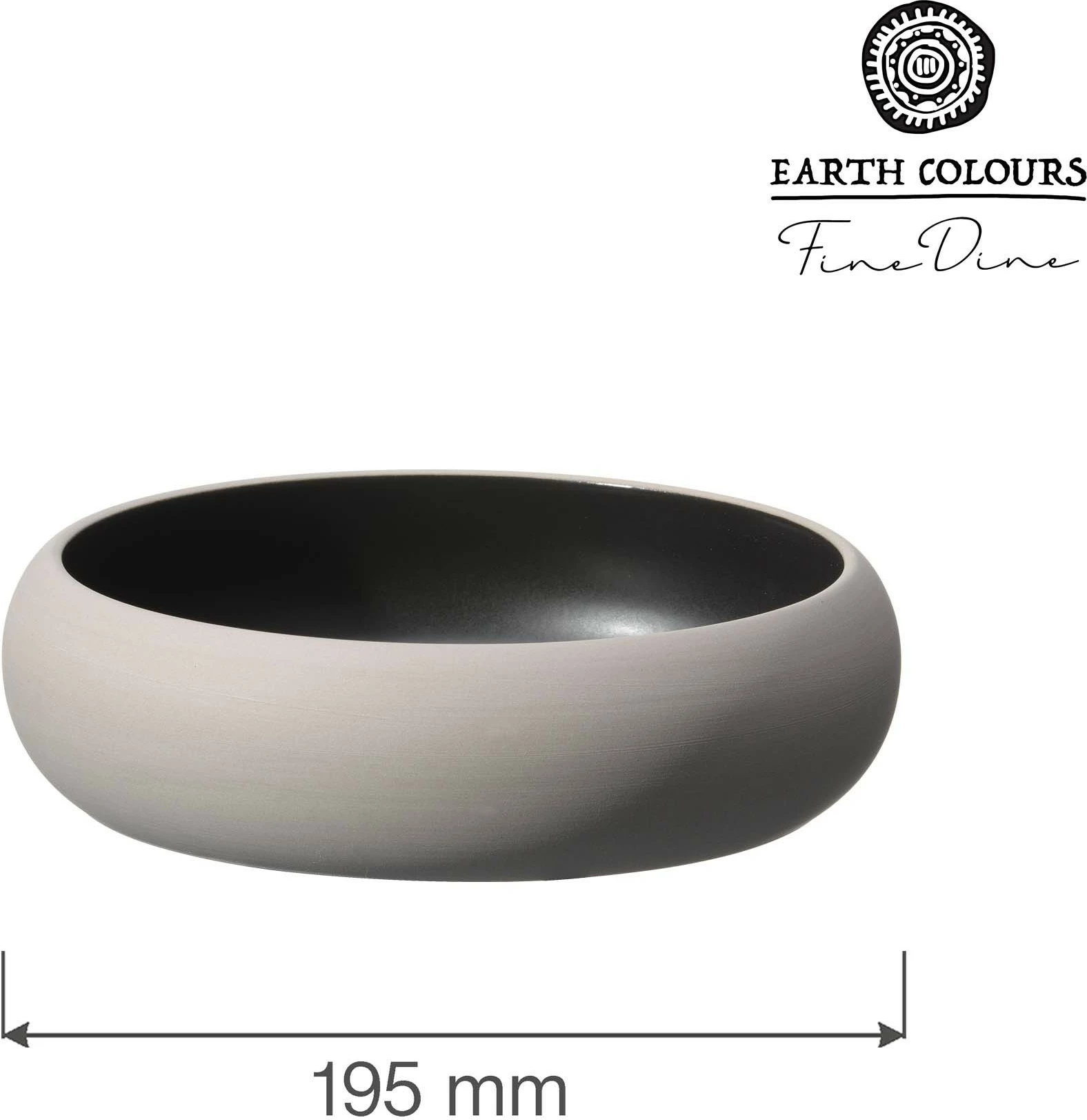 Tas servimi Fine Dine Mia 1 L ø195 mm, gri/zi, set 2 copë