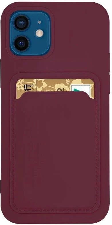 Mbështjellës silikoni Hurtel për Samsung Galaxy S21+ me xhep për kartela, bordo