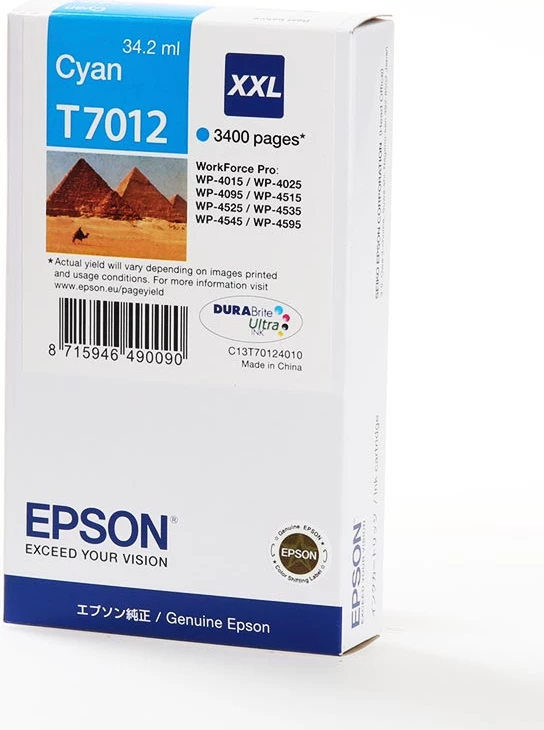 Patron bojë printeri Epson T7012 / C13T70124010 XXL 34.2 ml 3400 faqe cyan