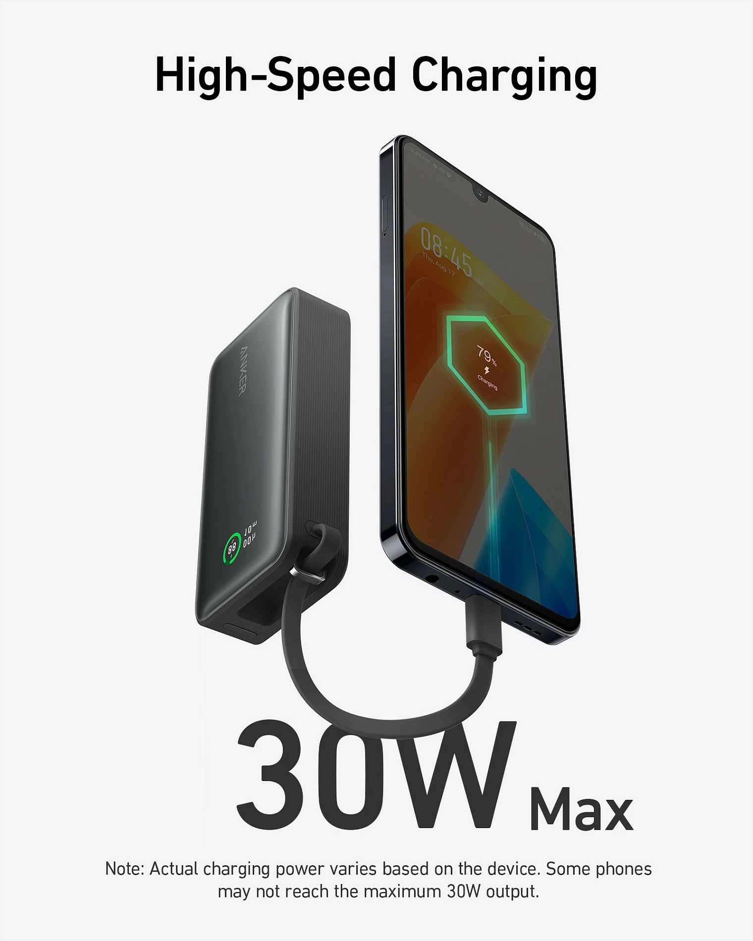 Powerbank Anker A1259G11, 10000 mAh, 30 W, Ngjyrë e zezë