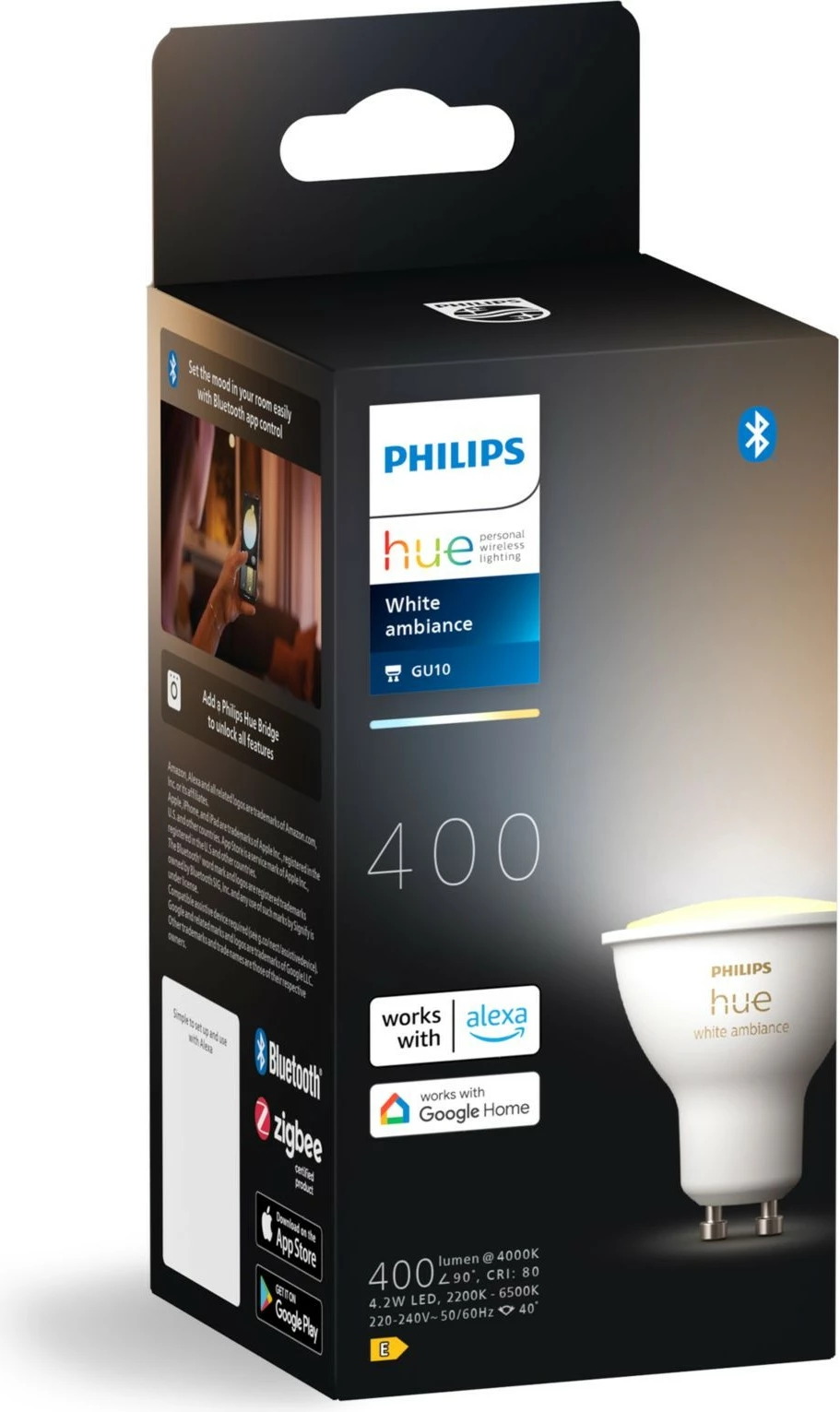 Spot i mençur Philips Hue White Ambience GU10, Bluetooth/Zigbee, i bardhë