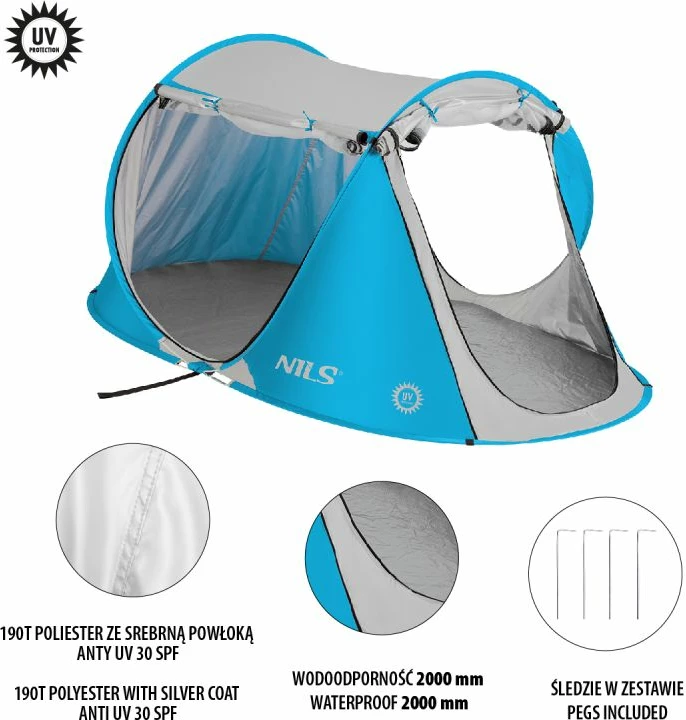 Tendë plazhi vetë-montuese Nils Extreme NC3043, e kaltër