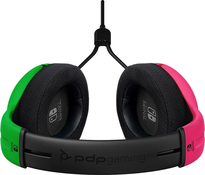 Kufje gaming PDP LVL40 stereo me mikrofon, të lidhura me kabllo, rozë/jeshile