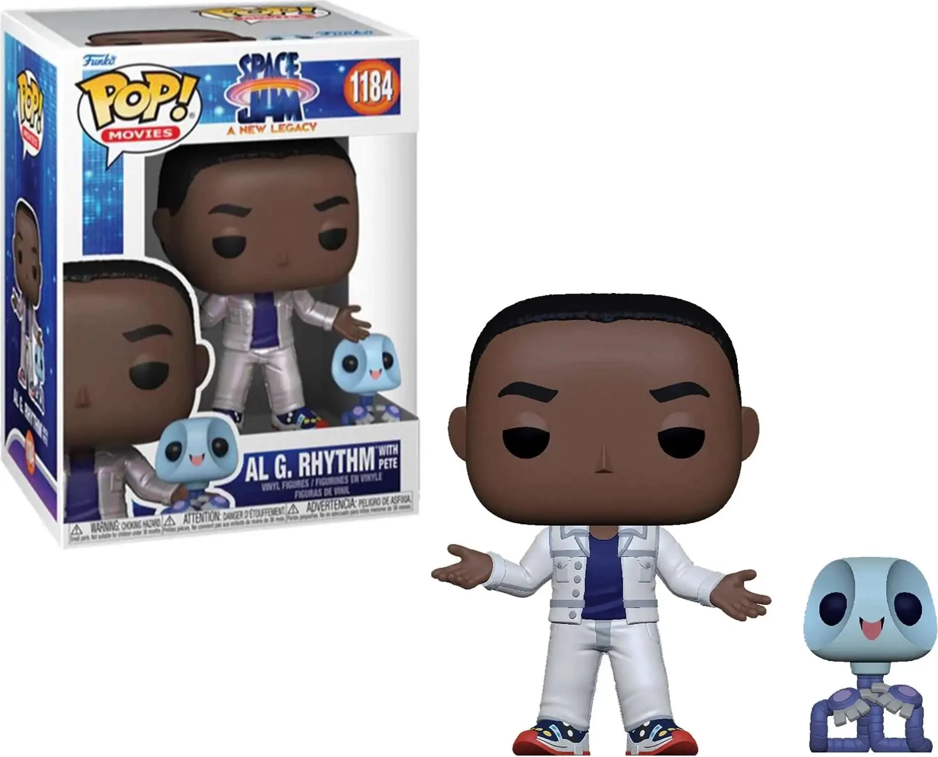 Figurinë koleksionuese Funko Pop Movies Space Jam 2 AI G me Pete Buddy, Metallic