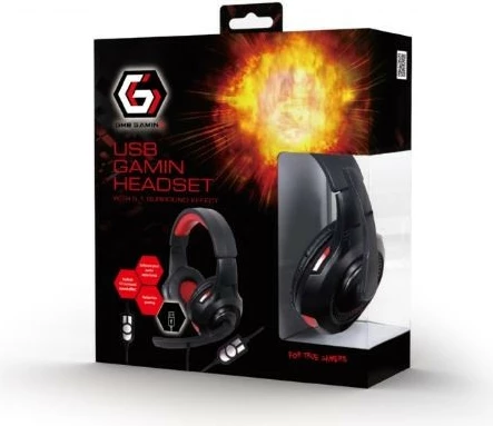 Kufje Gembird GHS-U-5.1-01 me mikrofon, USB, për gaming, Zeza/Kuqe