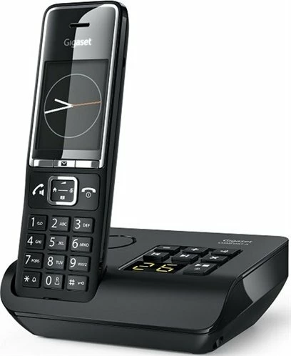 Telefon fiks DECT pa kabllo Gigaset Comfort 550A, ekran TFT 2.2\", sekretari 30 min, libër telefoni 200 kontakte, me kufje, i zi