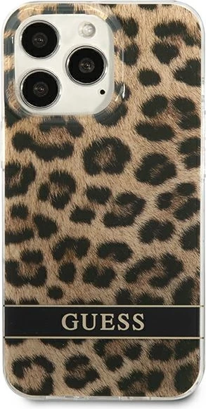 Mbështjellës Guess GUHCP13LHSLEOW për iPhone 13/13 Pro 6.1", hardcase, Leopard, kafe