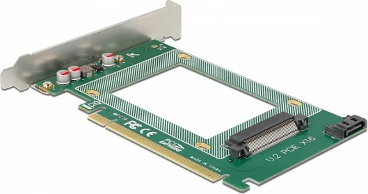 Kartelë zgjerimi PCIe DeLOCK U.2 NVMe SFF-8639, PCIe 4.0 x16, me port SATA, jeshile