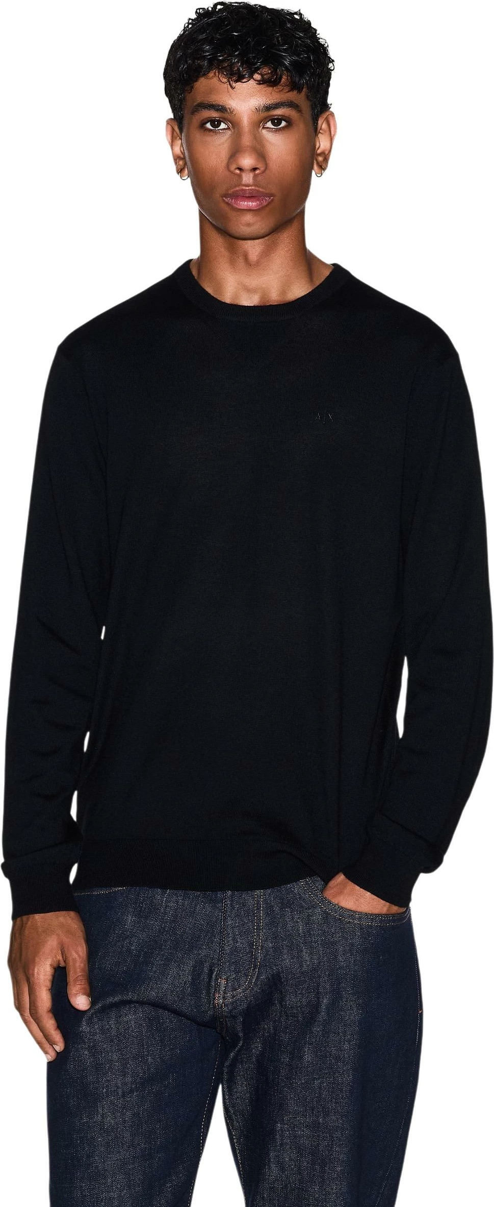 Xhemper për meshkuj Armani Exchange 8NZM3A ZM8AZ, i zi