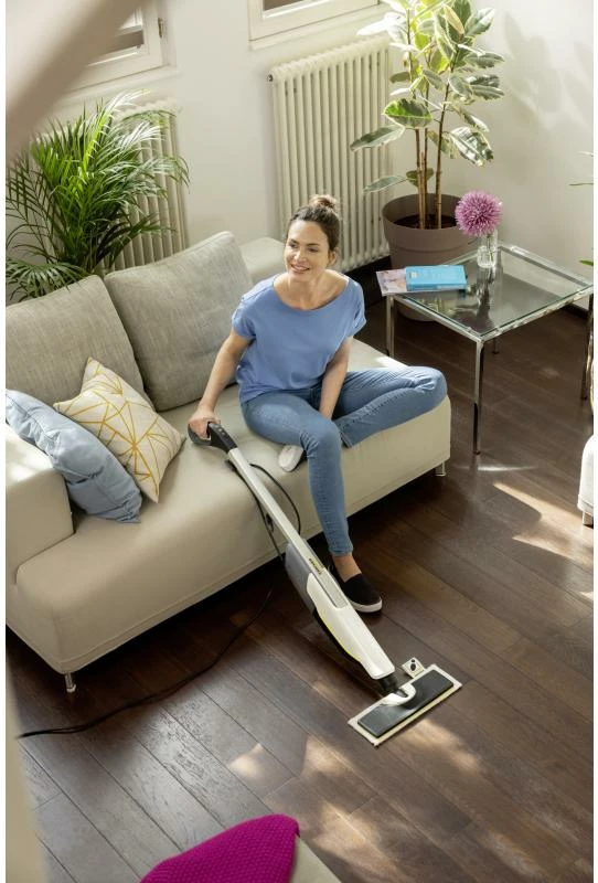 Fshesë me avull, Kärcher, SC 2 Upright EasyFix (1.513-500.0), rregullim avulli 2 nivele, depozitë e heqshme me patron kundër gëlqeres, e bardhë/zezë