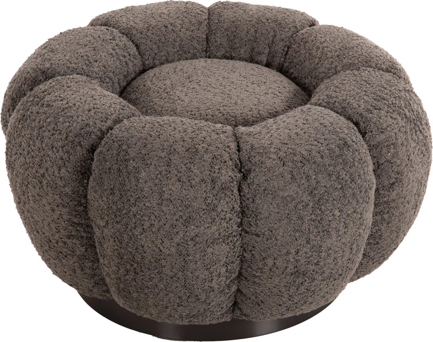 Karrige për bar KRIPP FH9602.01, gri boucle, bazë metalike e zezë, Φ60x31H cm