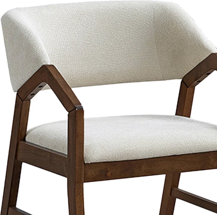 Karrige me krahë Livia, dru kauçuku, ngjyrë arre-ecru, set prej 2 copë, 47.5x54.5x78cm