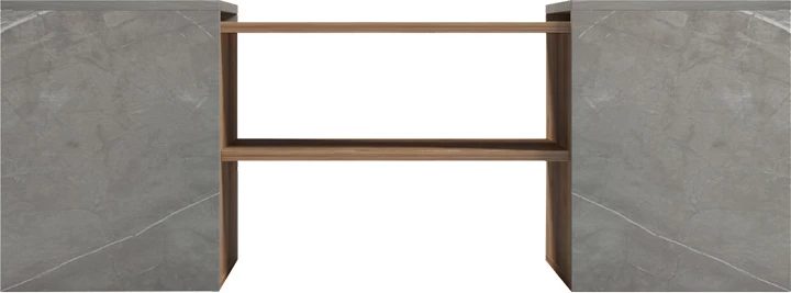 Set tavolinash kafe Morfi, 3 copë, ngjyrë lis, efekt mermeri bezhë, 105x45x37cm