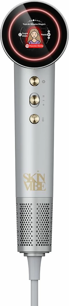 Tharëse flokësh SkinVibe Aurea Family X Plasma SV-001SL 1600W me plazmë, ionizim dhe difuzor, gri metalike, set 3 gryka