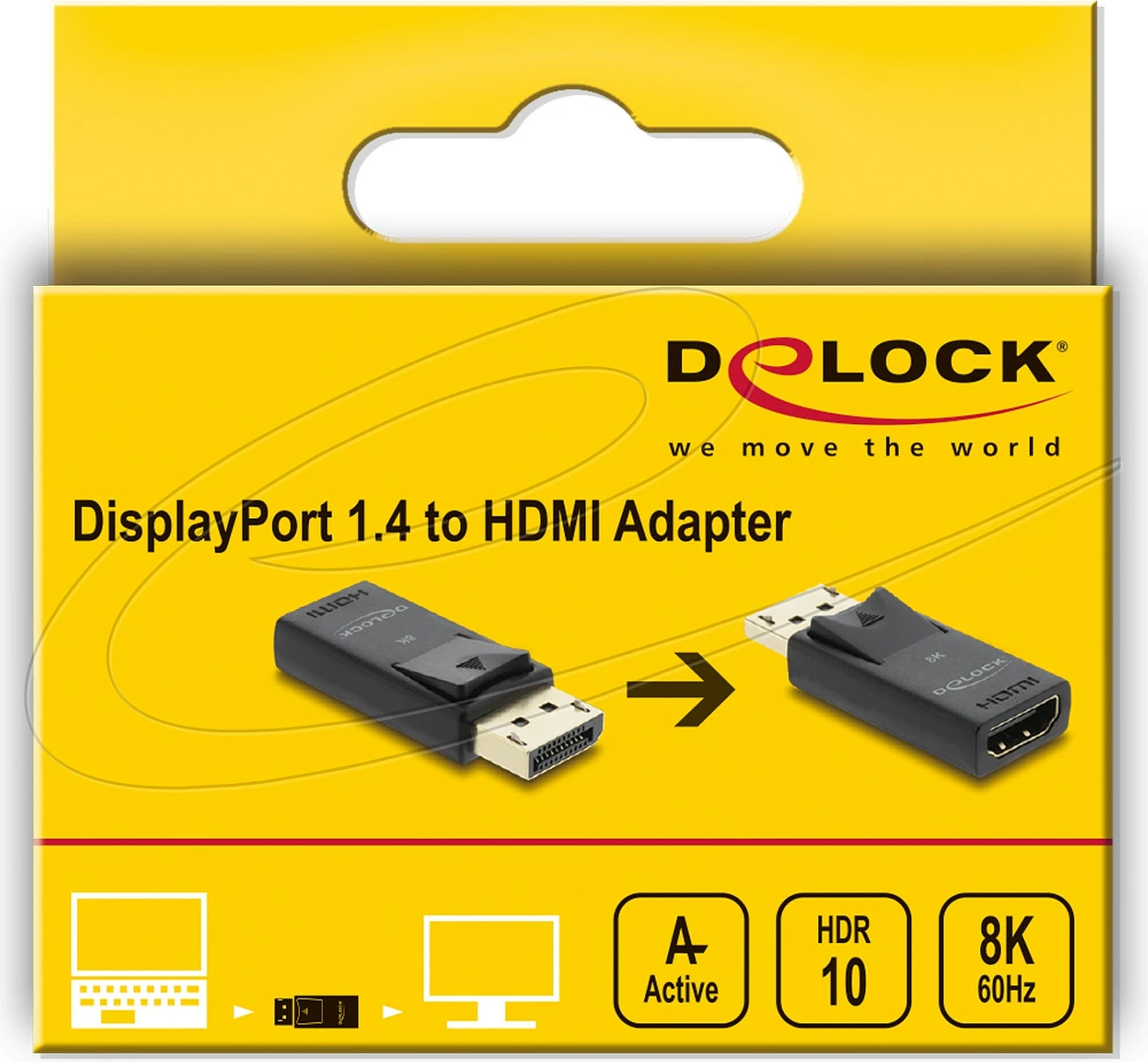 Adapter DisplayPort në HDMI DeLOCK 61084, 8K 60Hz, aktiv, i zi