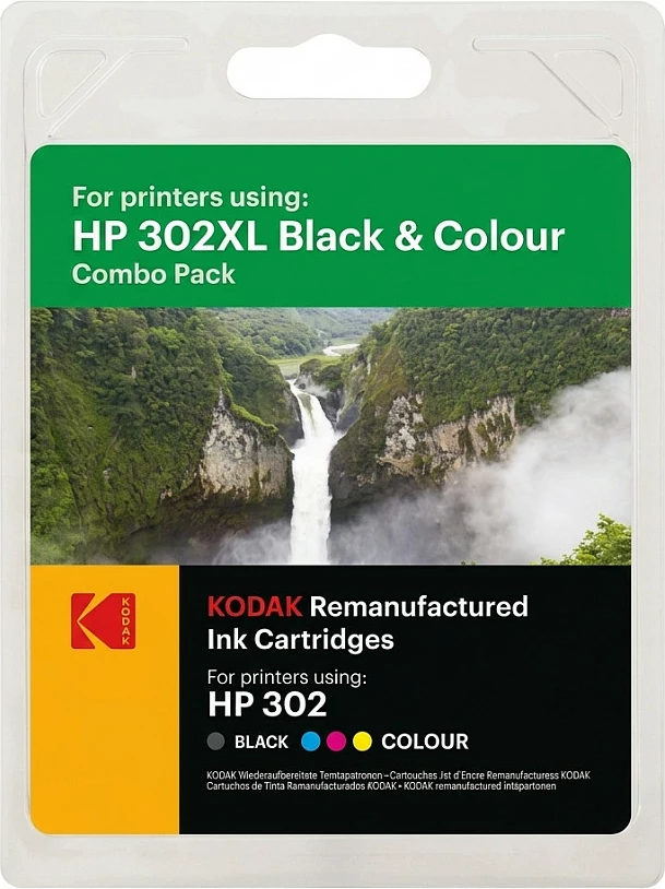 Kartrixhe boje Kodak për HP 302XL F6U67AE/F6U68AE, set e zezë + me ngjyra