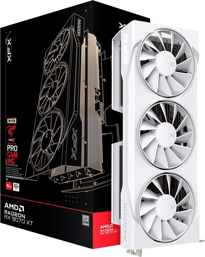 Kartelë grafike XFX Swift AMD Radeon RX 9070XT Gaming Edition 16GB GDDR6 HDMI + 3xDP, RDNA 4, White