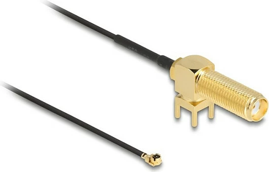 Kabllo antene DeLOCK SMA 90° (F) në I-PEX MHF1 (M), 0.15 m, e zezë/ari