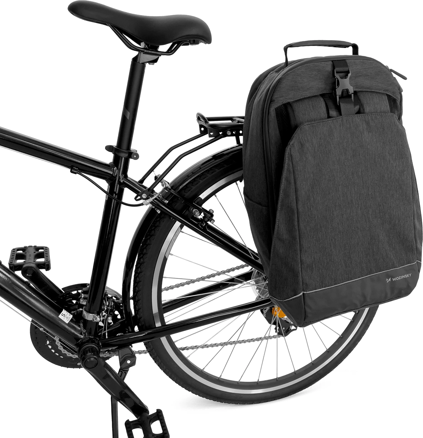 Çantë biçiklete Wozinsky WBB33BK, 30L, shpinore 2-në-1, e zezë
