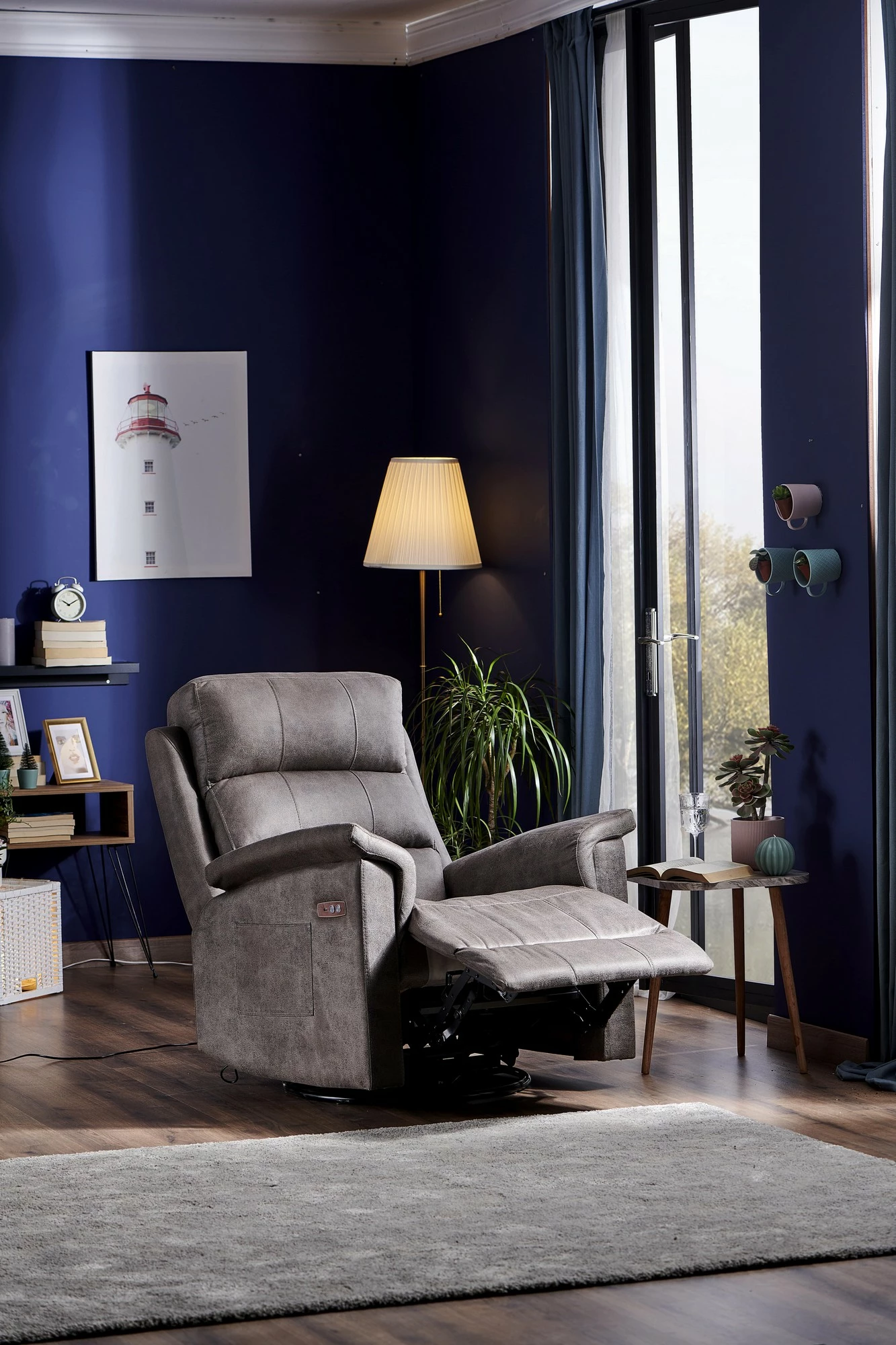 Karrige relaksuese elektrike, ngjyrë gri, Skye Decor, Tesla TV