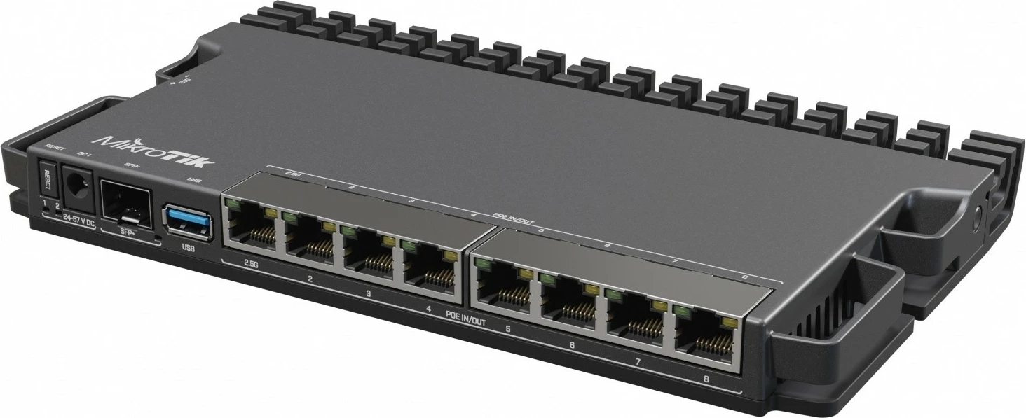 Ruter me tela MikroTik RB5009UPr+S+IN, 8 porte PoE, SFP+, USB 3.0, i zi