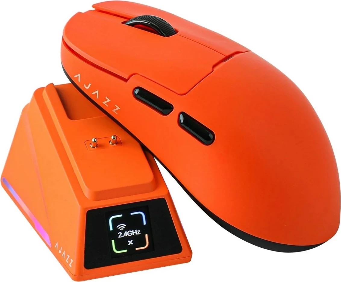 Maus Ajazz AJ159 APEX, wireless/USB-C, 8K polling, sensor PAW3950, me dock karikimi, portokalli