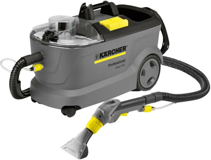 Pastrues tapetesh dhe mobiljesh me lagie/tharje, Kärcher Puzzi 10/1, model 1.100-130.0, 10 kg, 790 x 390 x 460 mm, ngjyrë e verdhë/zezë