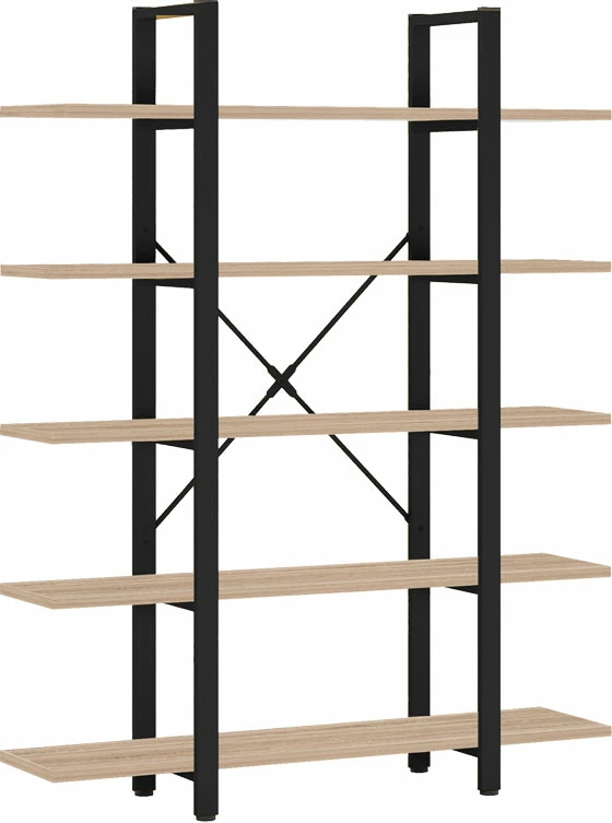 Raft librash Esthon, metal natyral-e zezë, 120x28x180cm