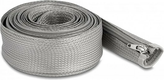 Mbështjellës i thurur për kabllo DeLOCK, 3 m x 50 mm, me zinxhir, rezistent nxehtësie -50–150°C, gri