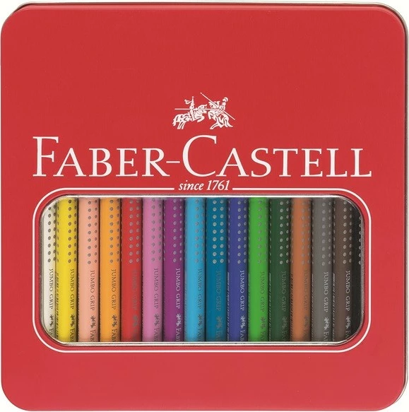 Set lapsa ngjyrues Faber-Castell 110916, 16 copë, kuti metalike, e kuqe