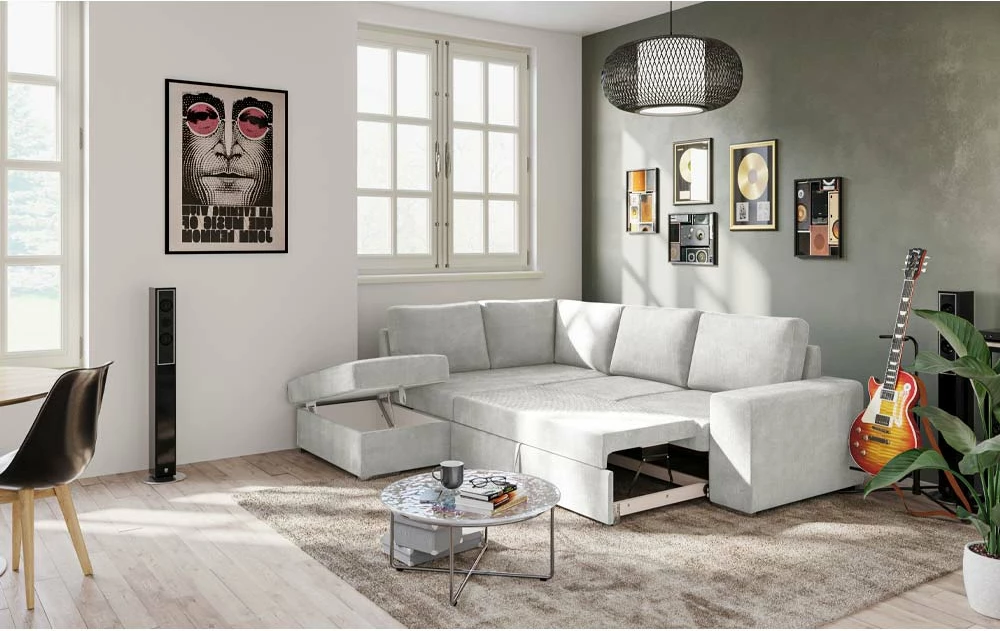 Kënd divan Eddi, krejtësisht i majtë, krem, 248x213x90