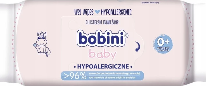 Peceta të lagura për fëmijë Bobini Baby Hypoallergenic, 60 copë
