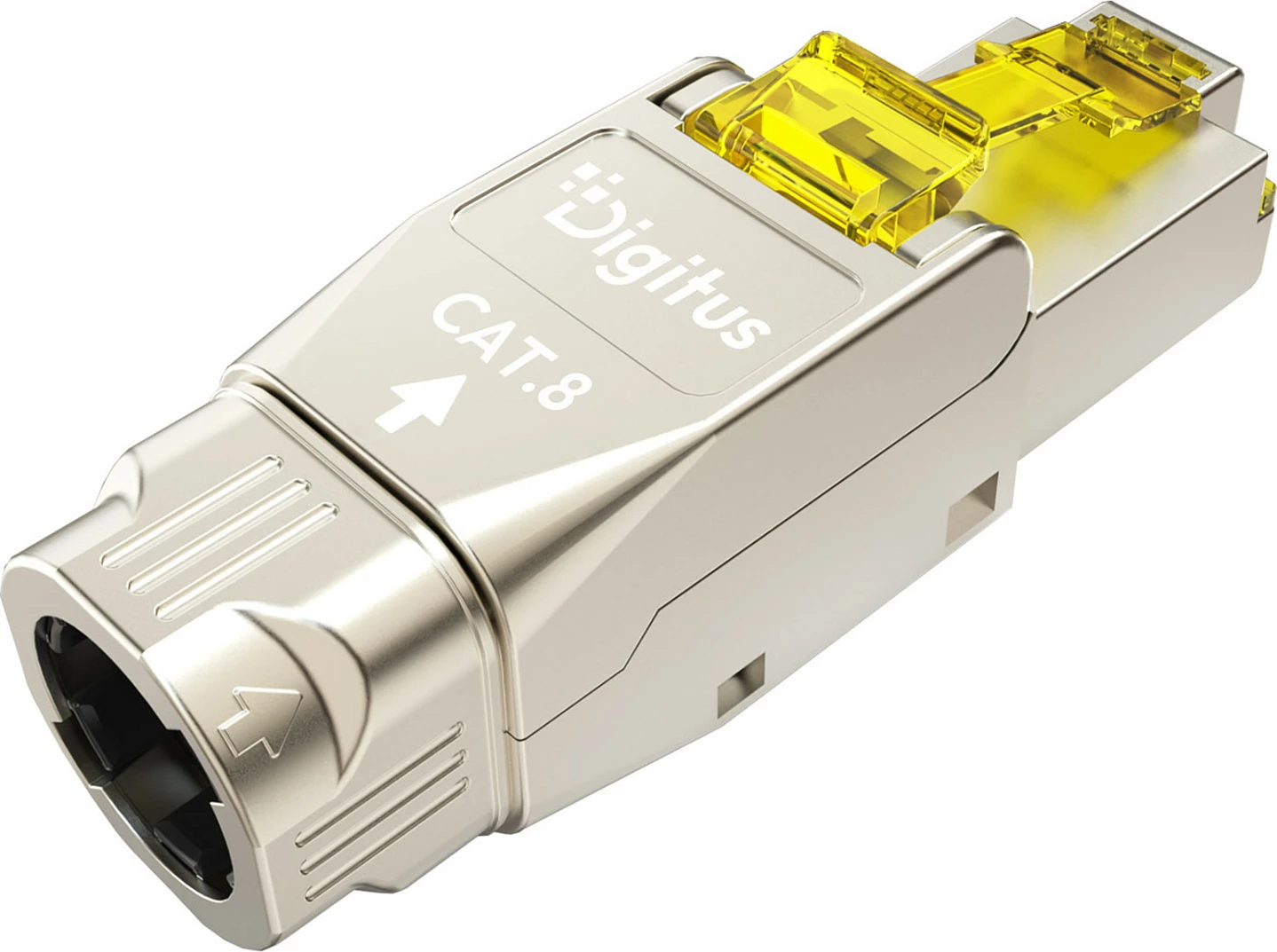 Konektor RJ-45 Digitus Cat 8.1, shielded, montim pa vegla, PoE++, argjend/verdhe