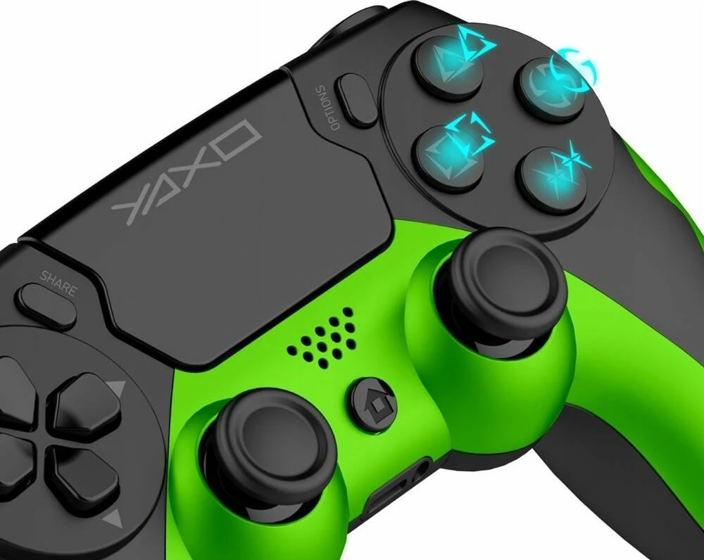 Gamepad Yaxo Hornet Fury YAX-GA-GC-004, wireless Bluetooth 4.0, për PS4/PS3/PC, bateri 600 mAh, me vibrim, i gjelbër