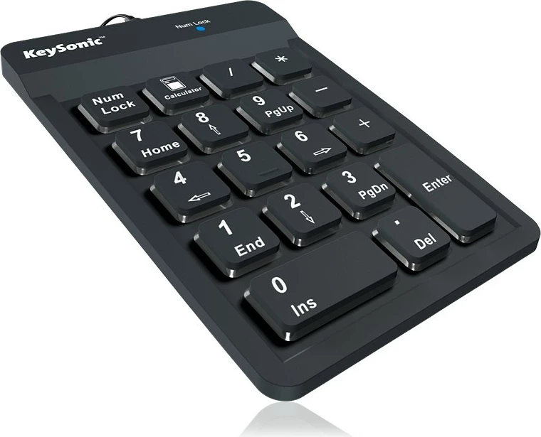 Tastierë numerike KeySonic ACK-118BK, USB, 18 taste, silikon, e zezë