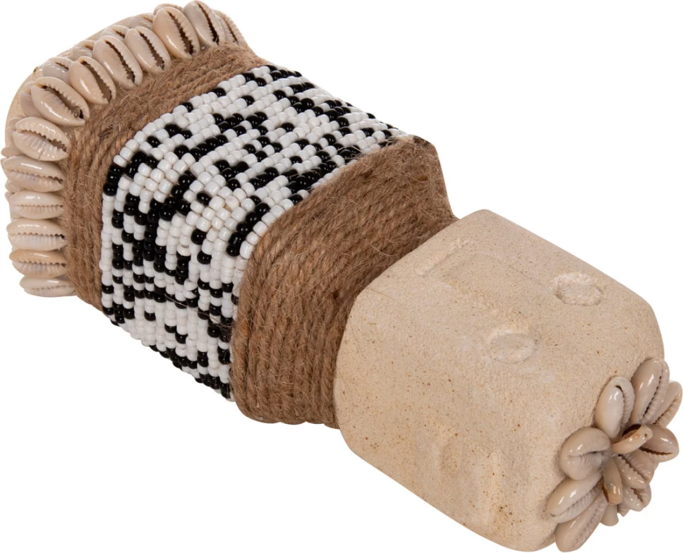 Statujë tavoline SUMBA FH4309 prej guri të bardhë paras-rruaza-litar bar deti 7x7x17Hcm