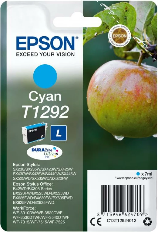 Kartush bojë, Epson, T1292 (C13T12924012), 7 ml, Cyan, 1 copë