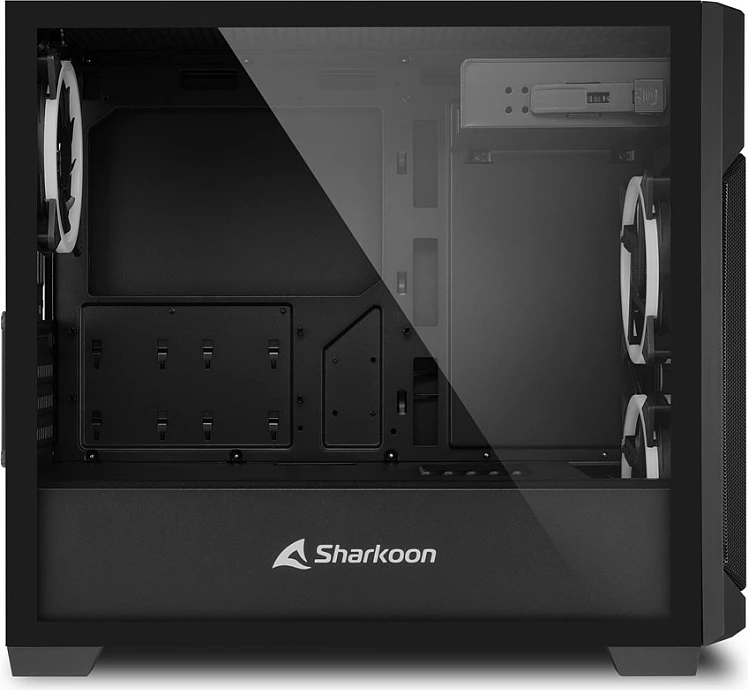 Kasë Sharkoon V1000 RGB, Micro Tower, micro ATX/Mini-ITX, e zezë, me ndriçim RGB