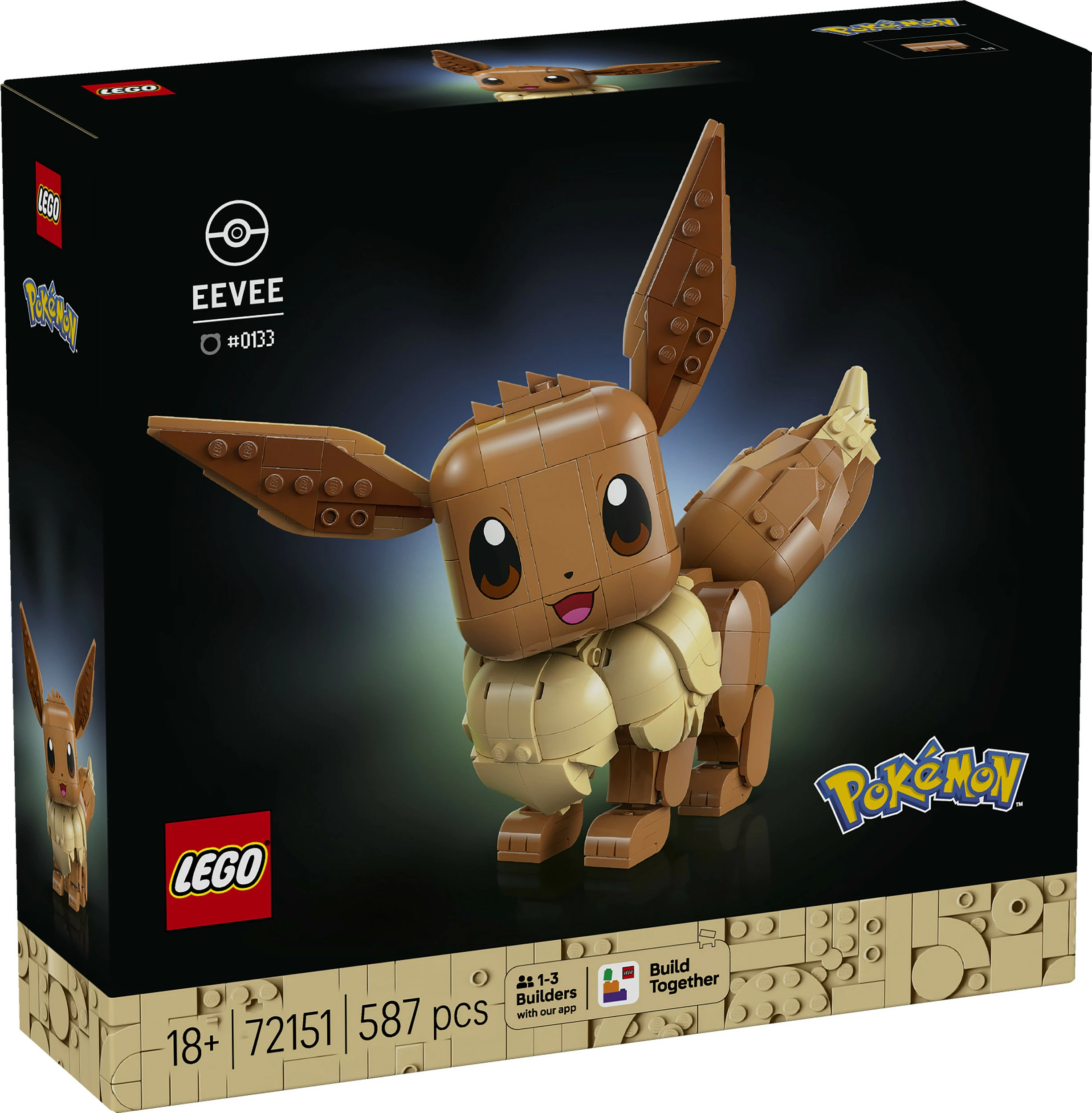 Set ndërtimi LEGO Pokémon Eevee (Evoli) 72151, 587 copë, 18+, Multicolor