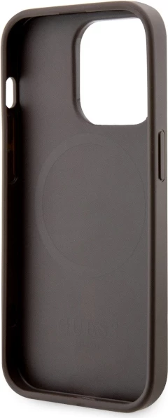 Mbështjellës Guess GUHMP14LP4RPSW për iPhone 14 Pro 6.1", 4G Printed Stripes MagSafe, Kafe