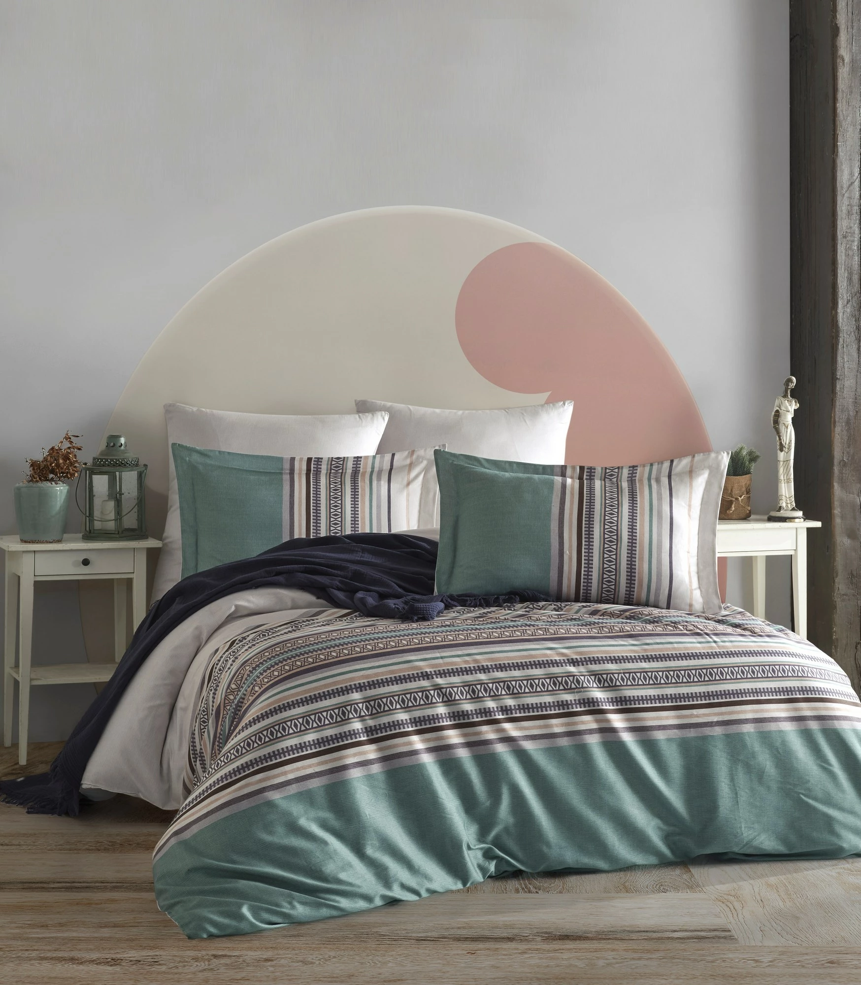 Set mbulesë jorgani Ranforce Single XXL, L'Essentiel Linge de Maison, hiri - e gjelbër
