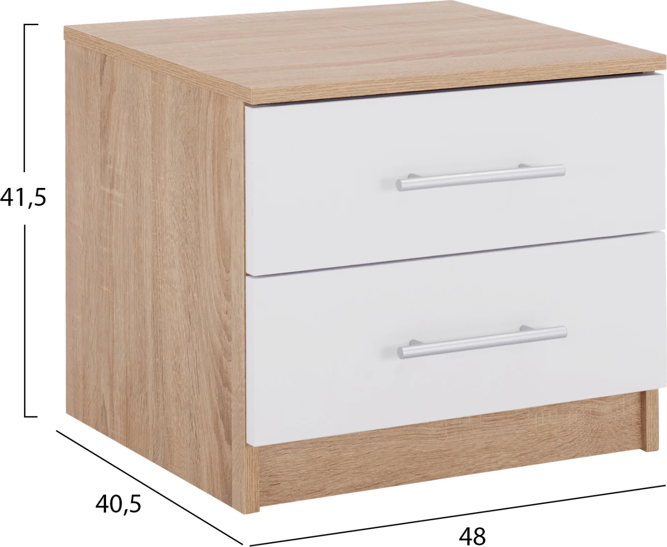 Komodinë nate, FH2220.06, sonama-bardhë, 48x40,5x41,5 cm