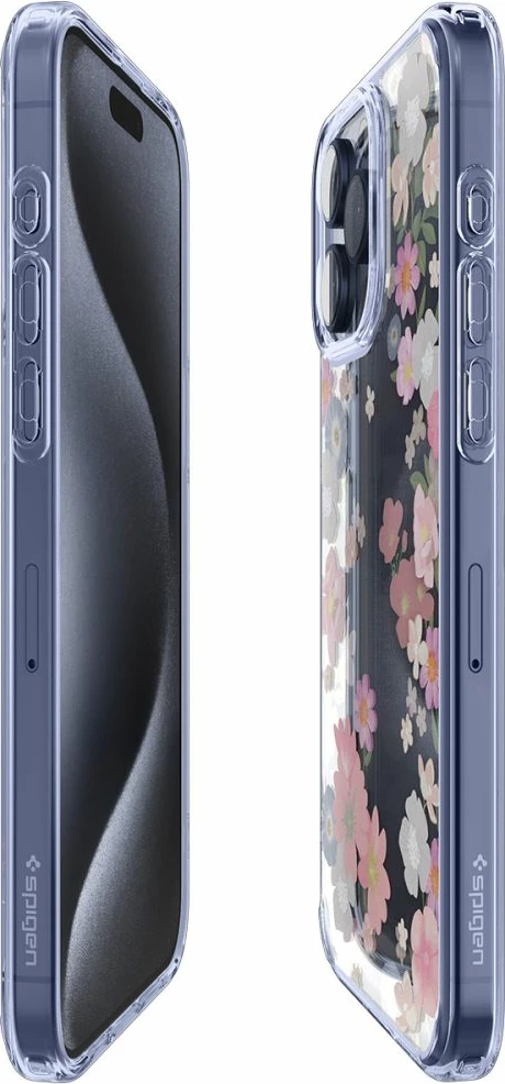 Mbështjellës Spigen Ultra Hybrid për iPhone 15 Pro, Transparent me lule