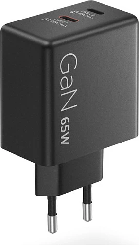 Karikues Lenovo Dual USB-C GaN 65W, me kabllo USB-C 1.5m, i zi