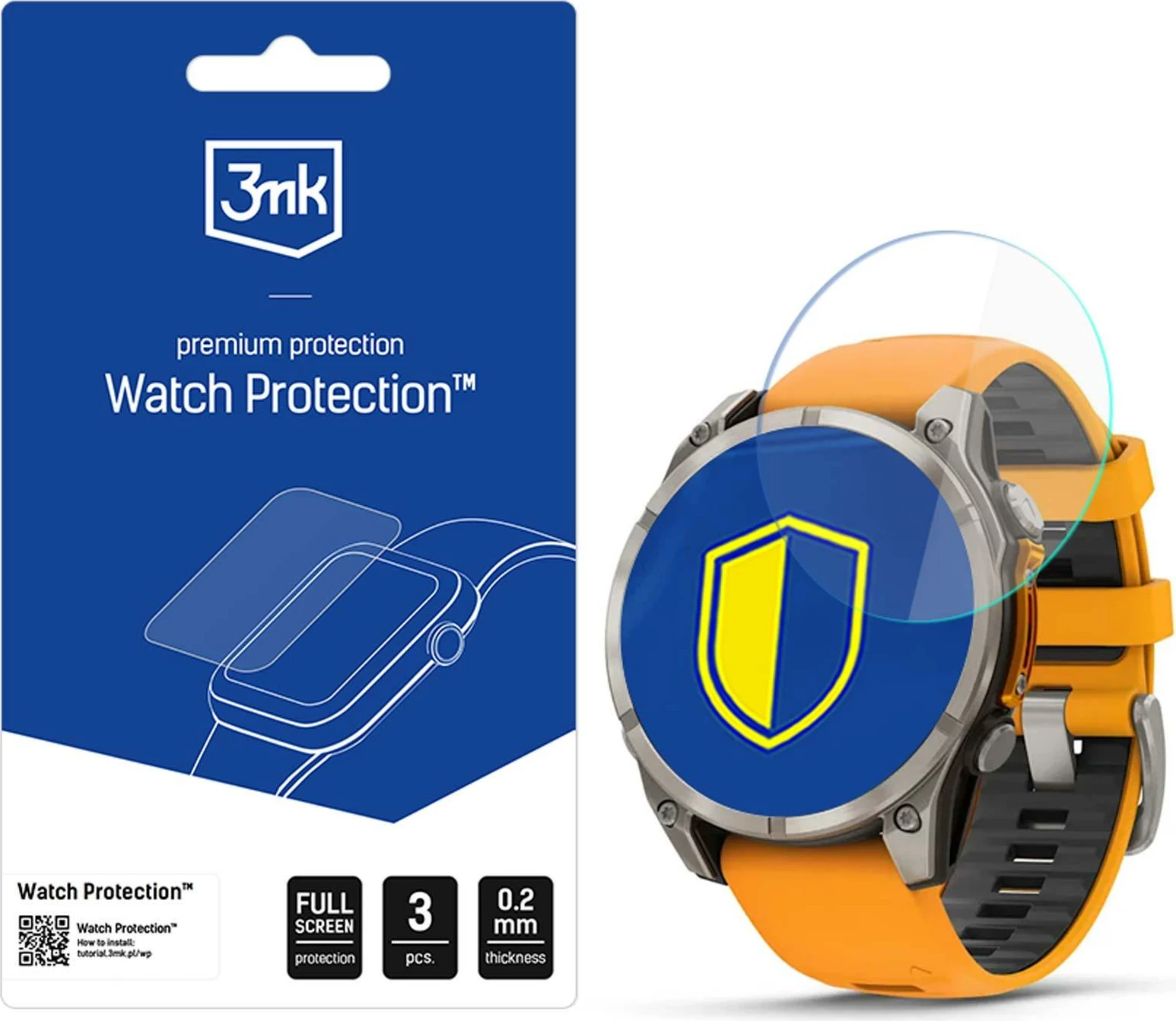 Xham mbrojtës hibrid 3mk Protection për Garmin Fenix 8 Amoled 47mm, set 3 copë