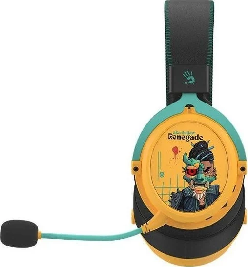 Kufje A4Tech Bloody MR595, Bluetooth 5.3, 2.4G, me kabllo, 7.1 virtuale, të verdha