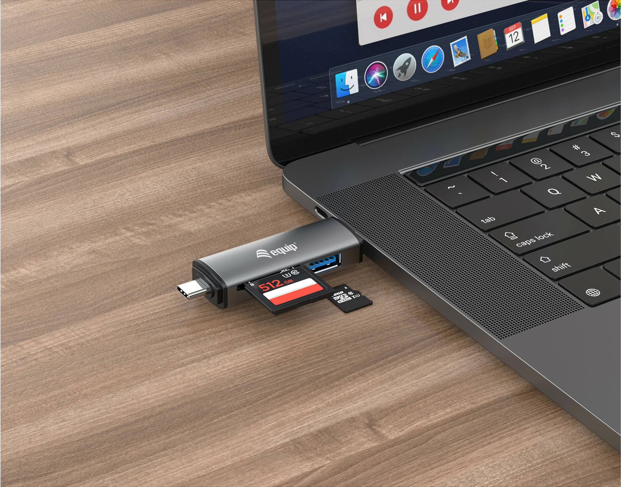 Lexues kartelash EQUIP 245460 me USB Hub, OTG, USB 3.2 Gen 1 USB-A/USB-C, SD/MicroSD, Gri