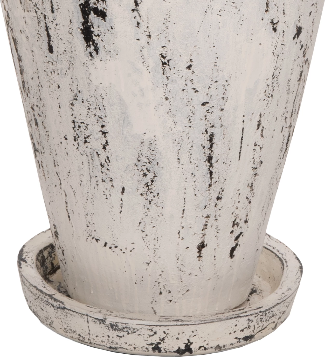 Vazo dekorative për dysheme me bazë pjate LAUREL FH7937 terrakota në patinë të bardhë Φ45x100Hcm