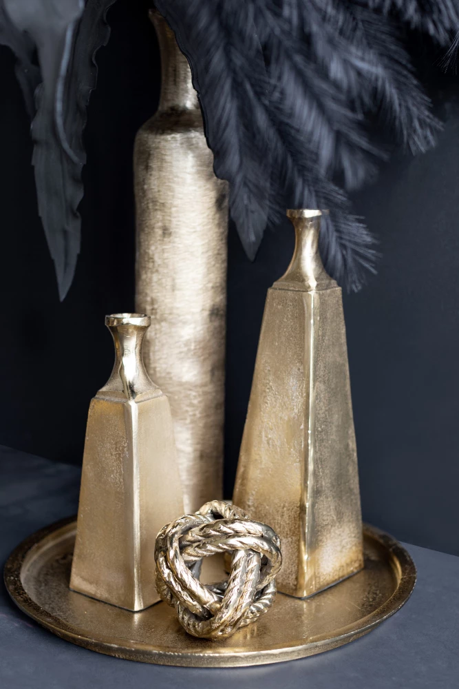 Vazo dekorative GLORY, alumin, ngjyrë ari, 13x13x41cm